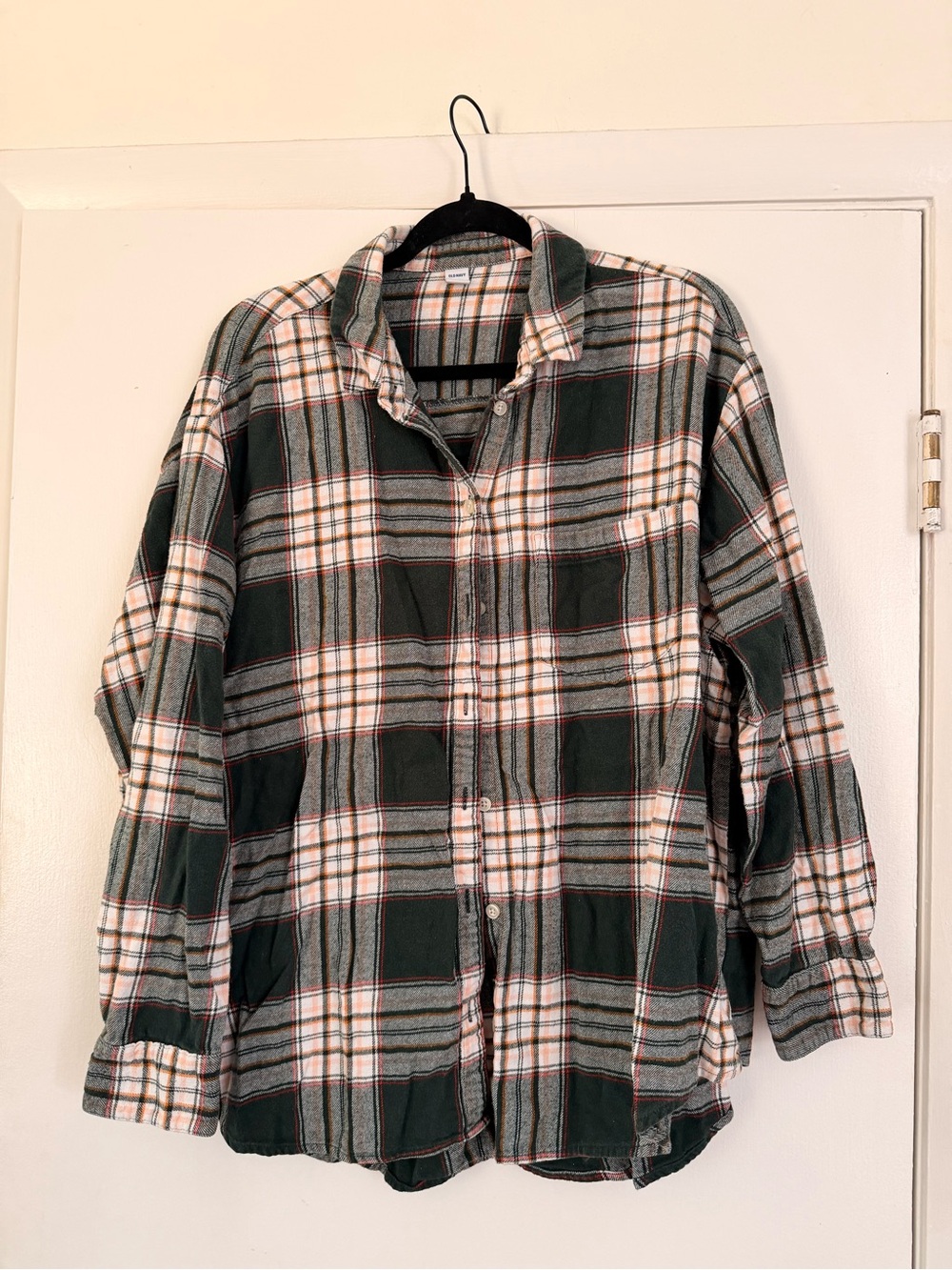 Old Navy Dark Green and White Plaid Button-Down Shirt